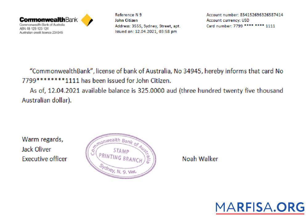 Printable Australia Commonwealth reference download for verification